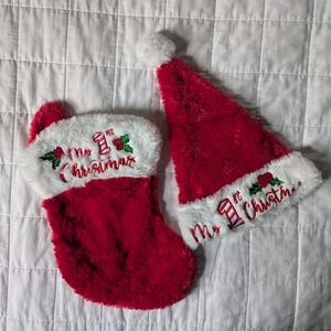 Red/White First Christmas Hat and Stocking Set